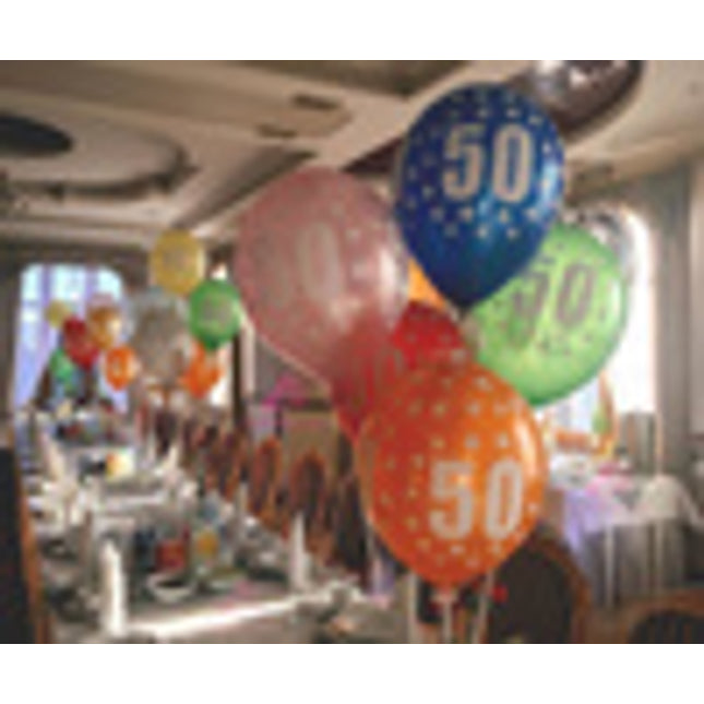 Latexballons Zahl 70, 30 cm Metallic Mix, 6 Stück – Partydeko