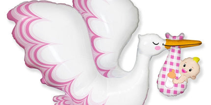 Balon folija - Štorklja, pink barva, 60cm