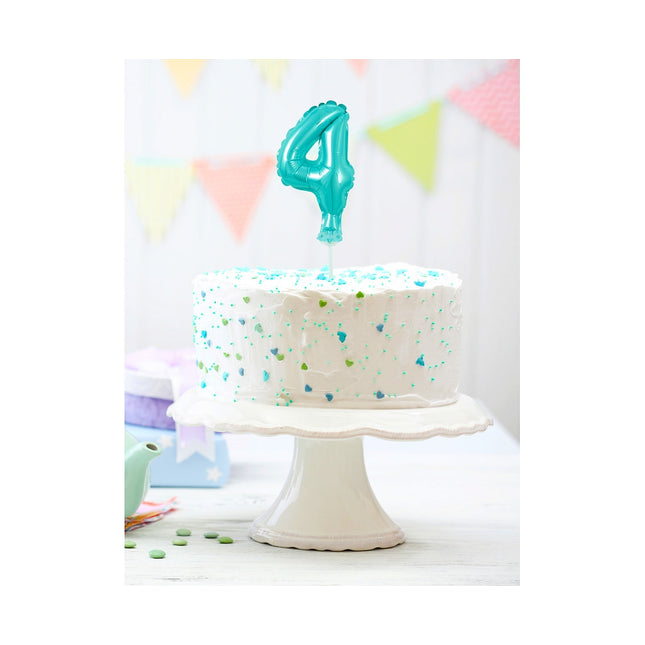Balon na palčki za rojstni dan Številka 4 modra, 13cm - mojbalon