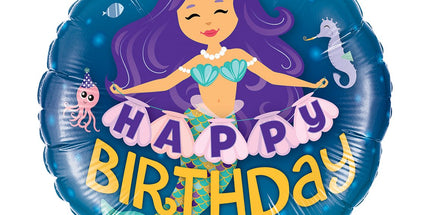 Balon folija za rojstni dan morska deklica "Happy Birthday", 45cm
