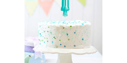 Mini Folienballon Zahl 1 Blau auf Stab, 13 cm