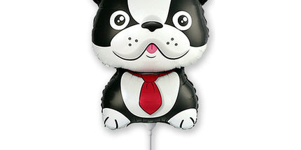 Balon folija - Kužek Bulldog, črna barva, 35cm