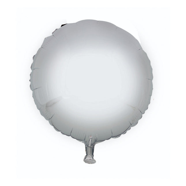 Balon okrogle oblike, srebrna barva, 34cm - mojbalon