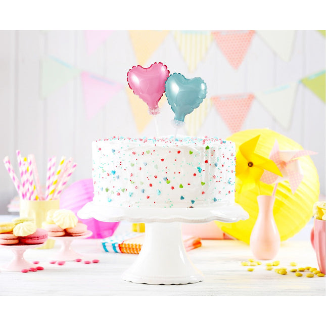 Balon na palčki v obliki srca, modra barva, 8cm - mojbalon