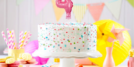 Mini Folienballon Zahl 4 Rosa auf Stab, 13 cm