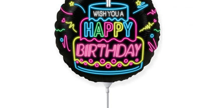 Balon folija - Happy Birthday neon, 35cm