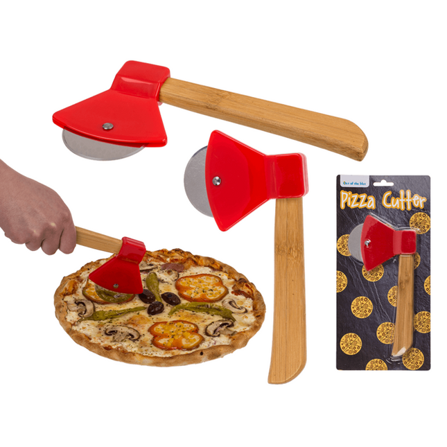Pizzaschneider Axt-Form, 18 cm – Spaßiges Geschenk mit Bambusgriff