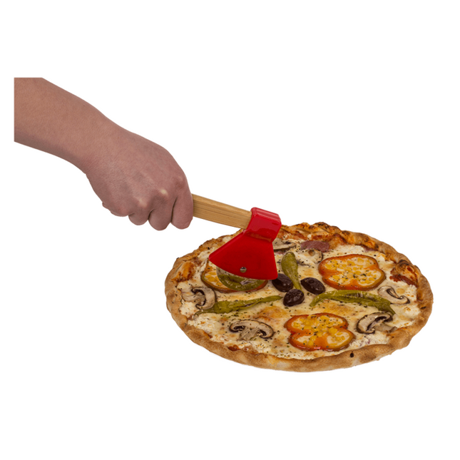 Pizzaschneider Axt-Form, 18 cm – Spaßiges Geschenk mit Bambusgriff