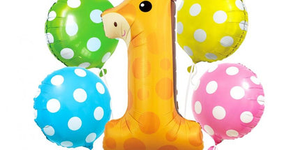 Balon folija - Številka 1 Žirafa z baloni, set