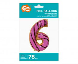 Balon folija - številka 6, piškotek / Cookie, 78cm