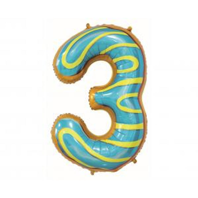 Balon folija - številka 3, piškotek / Cookie, 78cm