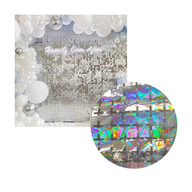 Vorhang – Silber Holografisch, 100×200 cm, Party- und Raumdeko